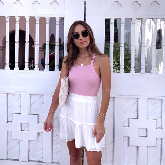 White Flowy Mini Skirt - Picture 2 of 4